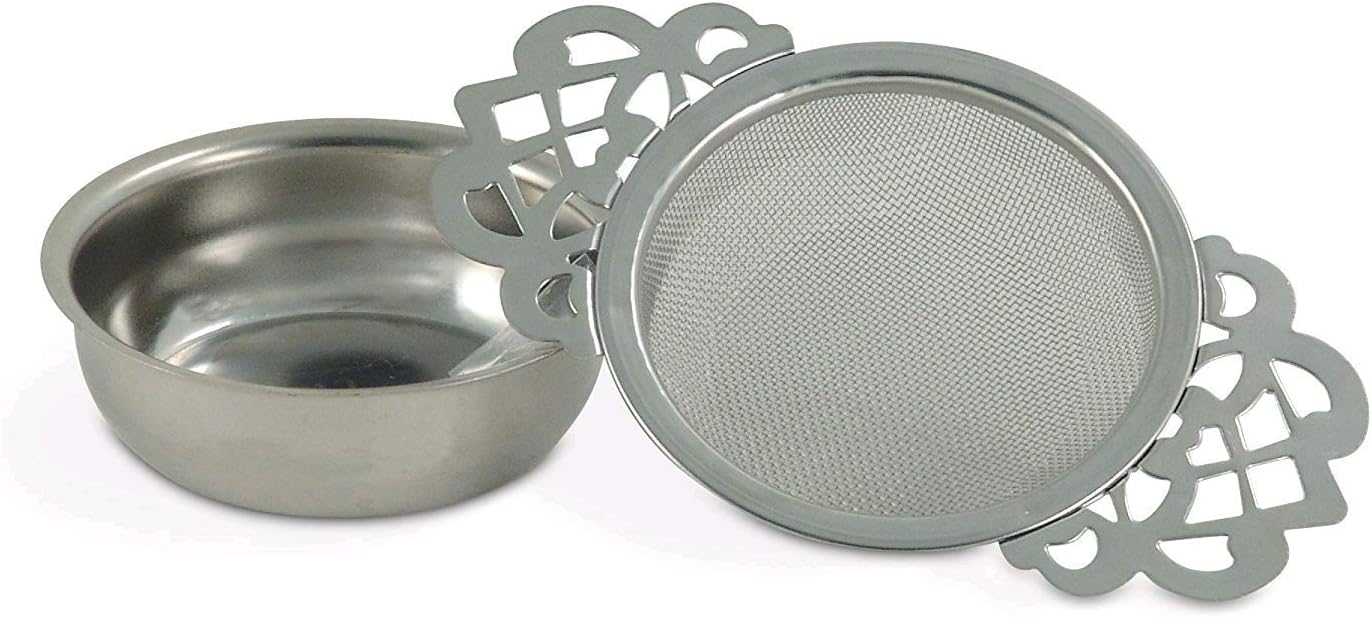 Potatogirl Stainless Steel Tea Strainers, Filter Loose Leaf Tea Infuser with Double Handles for Hanging on Teapots Mugs Cups