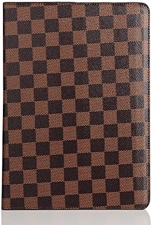 Case for iPad Pro 9.7 inch Luxury Decent Check Leather Folio Flip Stand Auto Sleep/Wake Hard Case For iPad Pro 9.7" 2016 Released (Pro 9.7-Brown)