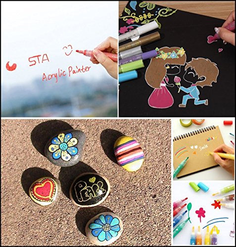 12 Colors Acrylic Paint Markers Pens,Permanent Paint Pen Art Markers Set for,Can be Used Body Painting,Rock Painting,Mug,Glass Painting Writing, DIY Craft Projects,Metal,Porcelain,Canvas (12 / Pack