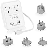 Urbo World Traveler's Multi-Port Wall Charger with International Adapter Plugs & Integrated Micro-USB Cable, for Power Sockets in more than 100 Countries across Europe, Asia, Americas, Africa, Oceania