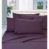 Elegant Comfort 1500 Thread Count Egyptian Quality 6 Piece Wrinkle Free and Fade Resistant Luxurious Bed Sheet Set, California King, Eggplant Purple