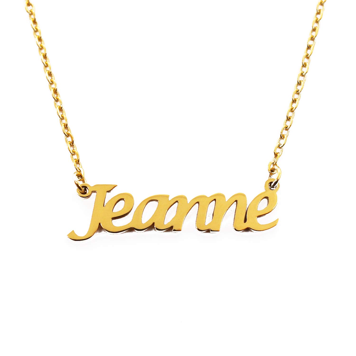Kigu Jeanne Personalised Name Necklace 18ct Gold Plated, Custom Dainty Name Pendants, Jewellery for Ladies, Girlfriend, Mother, Sister, Friends