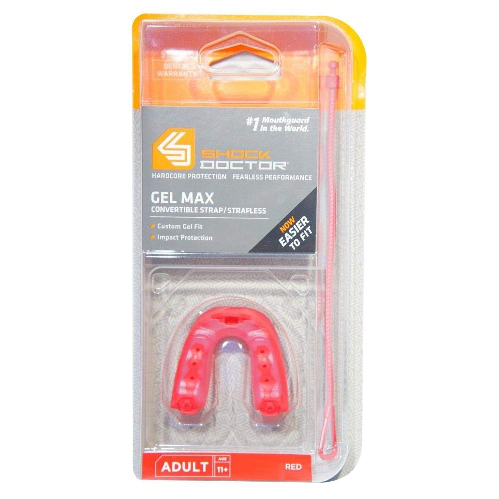 Shock Doctor Mouth Guard Sports, Hockey, Lacrosse, Baseball, Wrestling Moutguard, Gel Max Heavy Duty Protection & Custom Fit, Football Mouth Guard with Strap, Adult & Youth Mouthguard