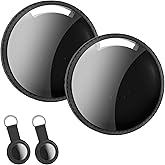 Tracker Tags - 2 Pack Black,Bluetooth Tracker Work with Apple Find My (iOS Only), Smart Tracker with Protective Case, Item Finders Locator Air Smart Tag for Luggage,Key,Wallet,Suitcase