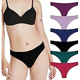 Hanes Premier Women's Underwear Thongs Set, 6-Pack, Luxe Fit No-Show Microfiber Thongs for Women, Moisture-Wicking Panties