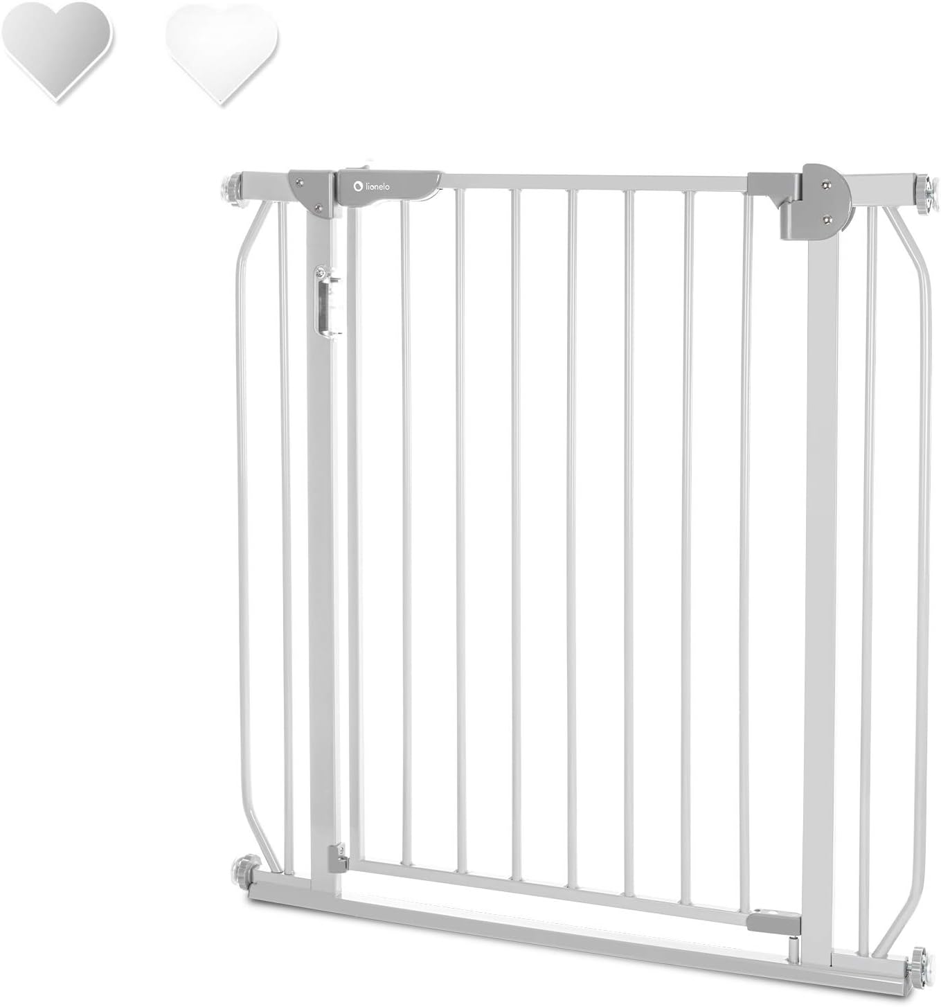 Lionelo Truus Slim LED, Two-Way Opening Baby Safety Gate with Integrated LED Light, Drill-Free Easy Installation