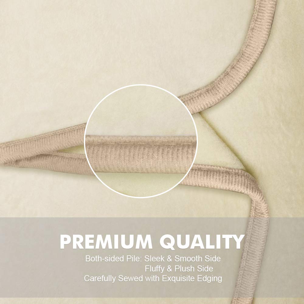 Asmork Flannel Luxury Blanket Ultra Soft Lightweight Thermal Bed Blankets Warm Fuzzy Plush Throw Blanket for Travel Couch Sofa (Ivory, Queen (90\