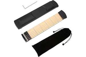 NATUDECO Small Guitar New Portable 6 Fret Pocket Guitar Left Hand Compact Guitar Finger Trainer Portable Guitar Practice Tool for Beginner Guitarist Practice Training
