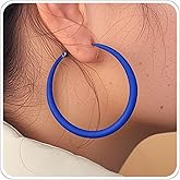 Colorful Hoop Earrings for Women 80s Hoop Earrings Neon Hoops Earring Colorful Matte Large Round Loop Earring 80s 90s Neon Jewelry for Women Accessories