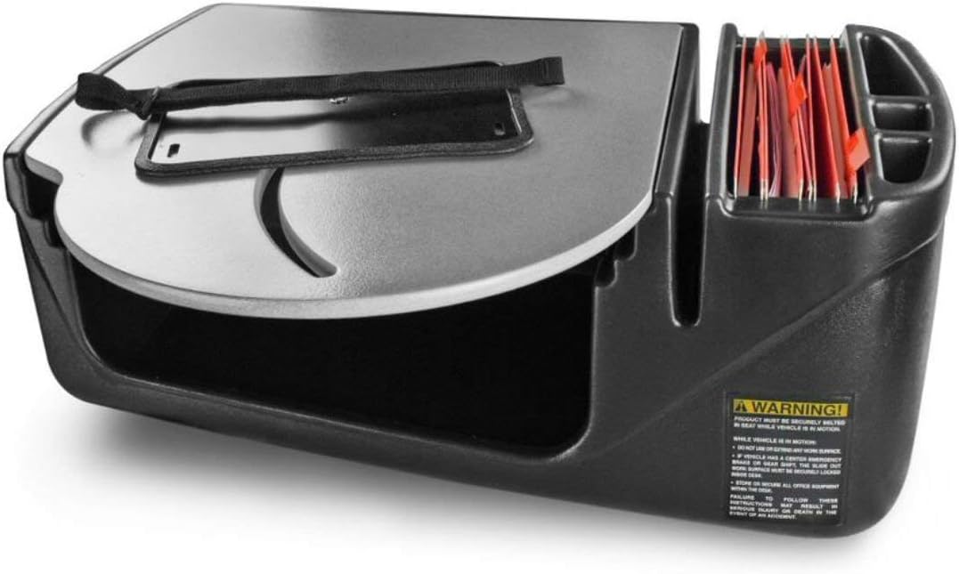 AutoExec AUE40000 RoadMaster Car Desk Grey Finish with Built-in 200 Watt Power Inverter