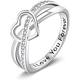 HUKKUN Infinity Heart Ring 925 Sterling Silver Promise Ring Jewelry Gifts for Women Girlfriend Size 7/8