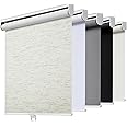 Cordless Roller Shades Blackout Blinds for Windows Room Darkening Rolled Up Shades with Spring System, UV Protection Natural Linen Fabric Window Shades Door Blinds for Home（24" W x 72" H, Linen Cream
