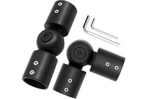 Window Curtain Rod Corner Connector Set of 2,LISTENJIALE Adjustable Corner Curtain Rod Connector for 1 Inch Bay Windows(Black)