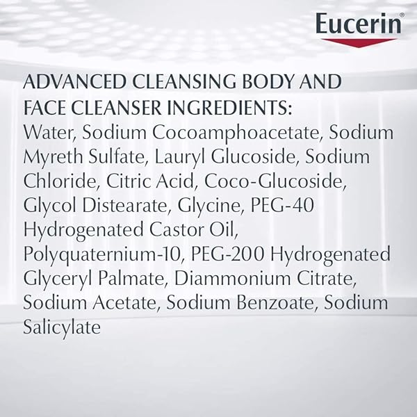 EUCERIN ADVANCED CLEANSING BODY & FACE CLEANSER 16.9 OUNCE (500ML) (6 PACK)