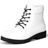 Heels Charm Women’s Ankle Booties Lace Up Non-Slip Combat Boots for Women 2 Inches Low Chunky Boots Round Toe Ankle Boots for Winter Women Short Boot Shoes for Hiking Traveling Outdoor