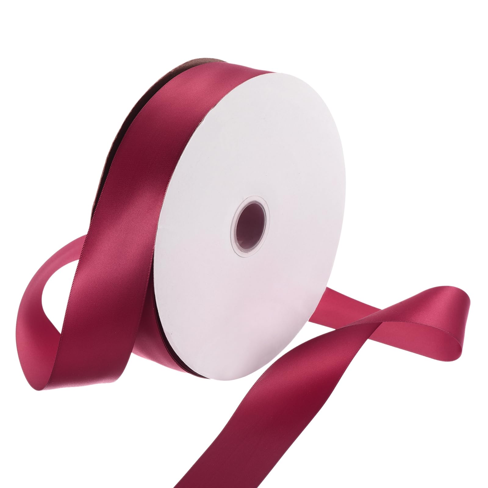 Rebower 38mm Satin Ribbon 91m Thick Double Face Grosgrain Silk Ribbon, [for Gift Wrapping, Hair Bows, Wedding, Cake, Flower] - 100 Yard/300ft/ Dark Red