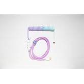 Ducky Keyboard Coiled Cable V2: Type-C, 5-pin Aviation Plug Terminal, Insulation Resistance, Voltage Withstand, Flame Retardant, PET Nylon Shrink Film, Azure Color
