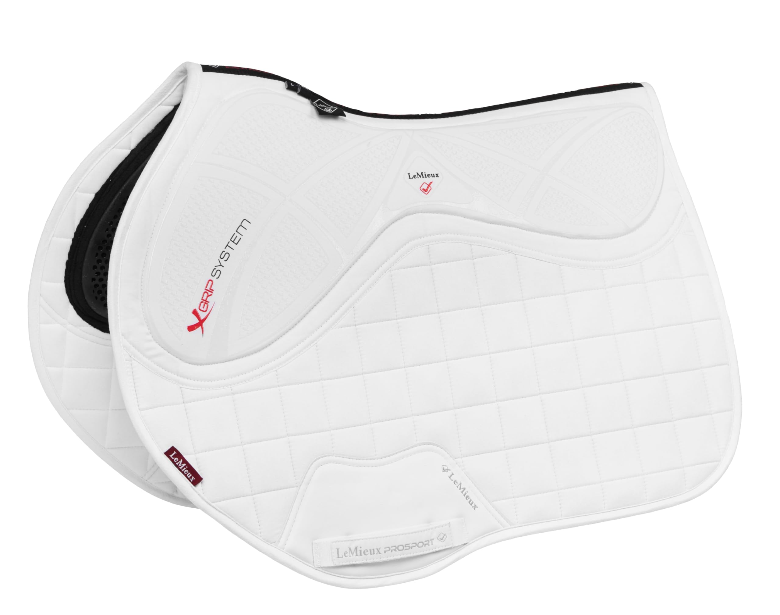 LeMieux Show Jumping X-Grip Twin Sided EuroJump Square Saddle Pad - Saddle Pads for Horses - Equestrian Riding Equipment and Accessories - (White - Large)