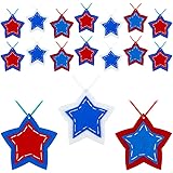 BLOCE Patriotic Hanging Star Ornament, 24 Pieces 4th of July Patriotic Day Hanging Tree Pendant for Memorial Day Labor Day Fl