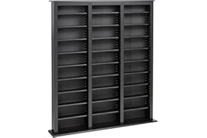 Prepac 3 Column Tall Cabinet Media Storage, Triple Width Barrister Tower, Black