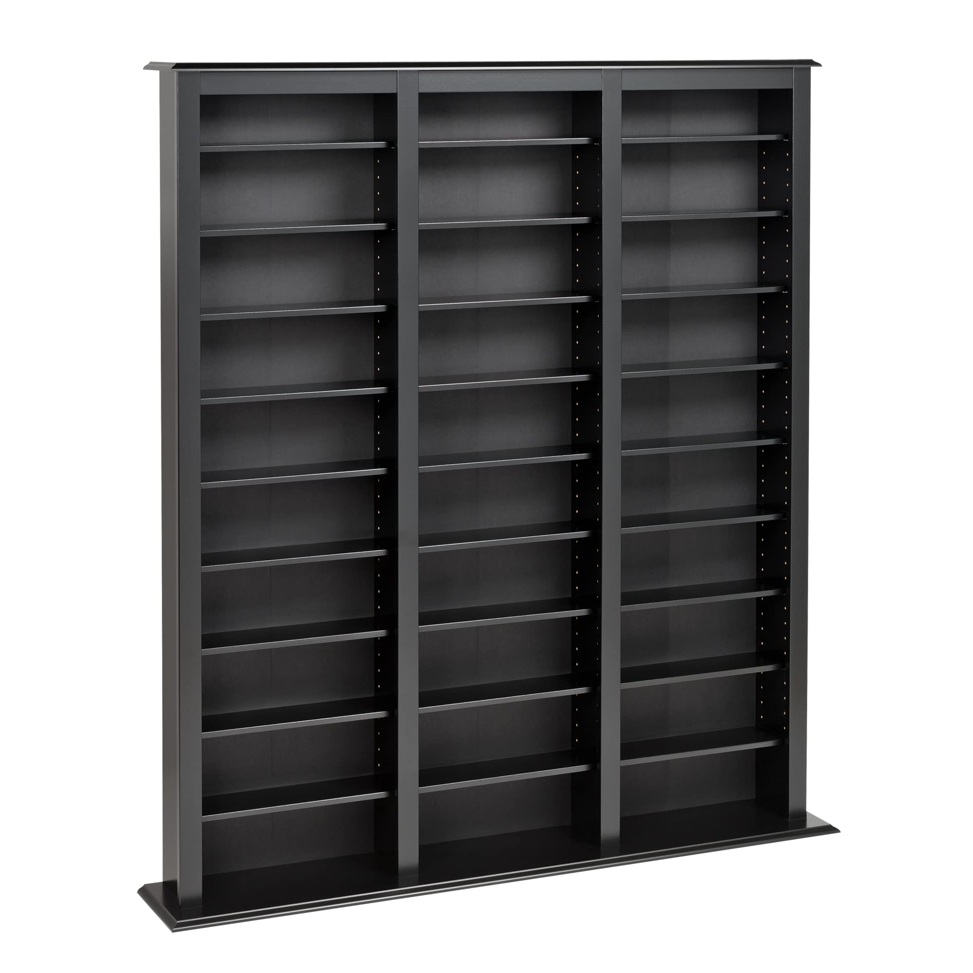 Photo 1 of Prepac Barrister 3 Column Tall Storage Cabinet, Black Storage Cabinet with 27 Adjustable Shelves Display DVD for Living Room, 9.5" D x 57" W x 63.75" H