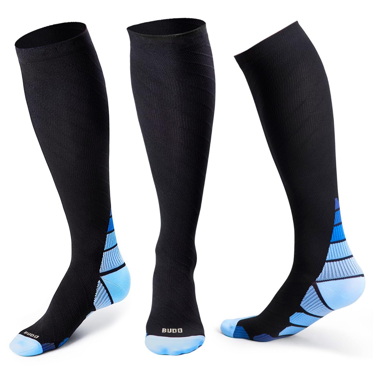 B U D D Unisex Compression Socks for Women and Men, Ideal for Travel, Running, and Medical Use, 360-Relief, Functional, and Comfortable, Compression Socks, Flying Socks Size L