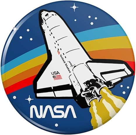 Amazon Com Nasa Logo Over Space Shuttle With Rainbow Kitchen Refrigerator Locker Button Magnet Kitchen Dining