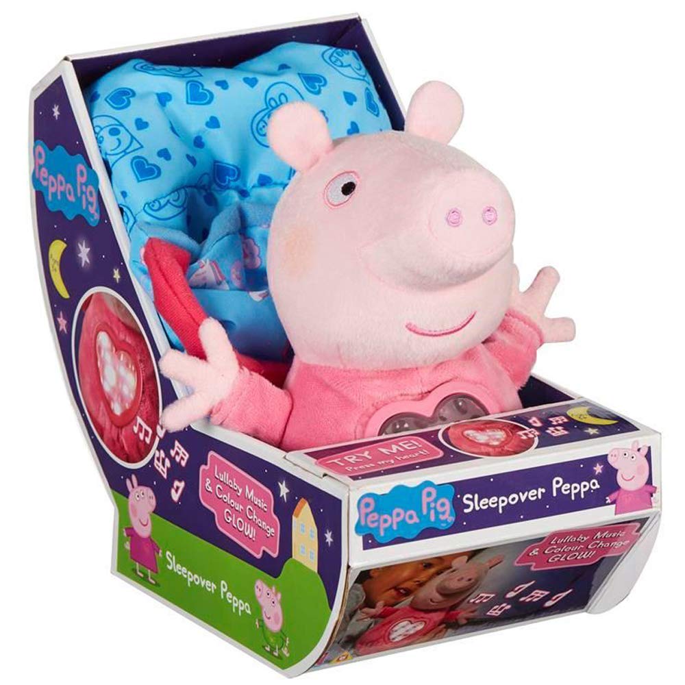 SLEEPOVER PEPPA SOFT TOY BEDTIME LULLABY TOY WITH LIGHTS AND SOUNDS PRESCHOOL GIFT AGE 3, 4, 5, Pink