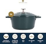 MasterClass Large Casserole Dish with Lid 5 Litre Induction Oven Safe Hunter view 3