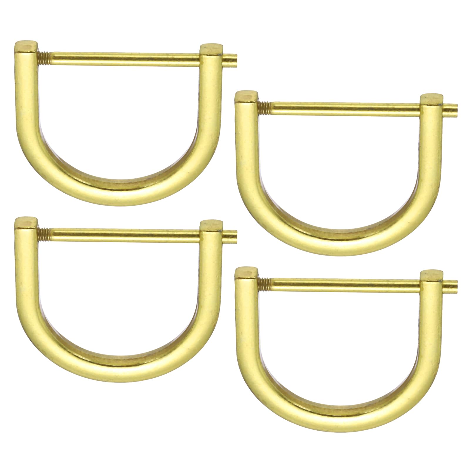 PATIKIL 1-1/4" D-Rings Screw in Shackle, 4 Pcs Horseshoe U Shape D Ring Zinc Alloy Semicircle Buckles Replacement for Purse Keychain Collar Accessories Craft, Gold