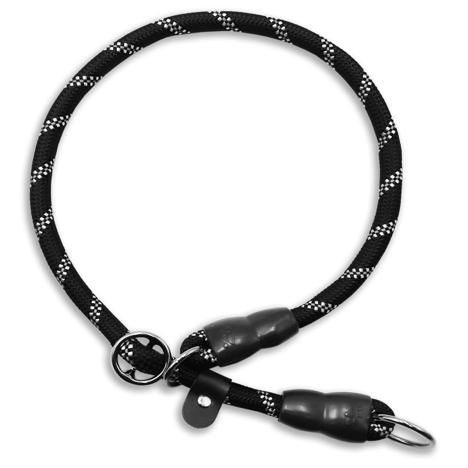 Dog Slip Collar Reflective Choke Collar with Adjustable Stopper Nylon Rope Collars Martingale Collar Training Collar for Small, Medium and Large Dogs (Black, Ideal for neck under 60cm)