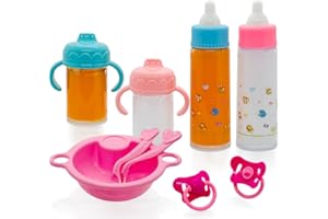 SAIBURAZ Baby Doll Bottle Accessories Toys Baby Doll Magic Bottles Playset Disappearing Bottles with Pacifier for Little Girls (Big Set(for 12-18" Doll))