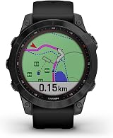 Garmin Fenix 7 Sapphire Solar Watch DLC-Titanium Black Silicone Strap view 2