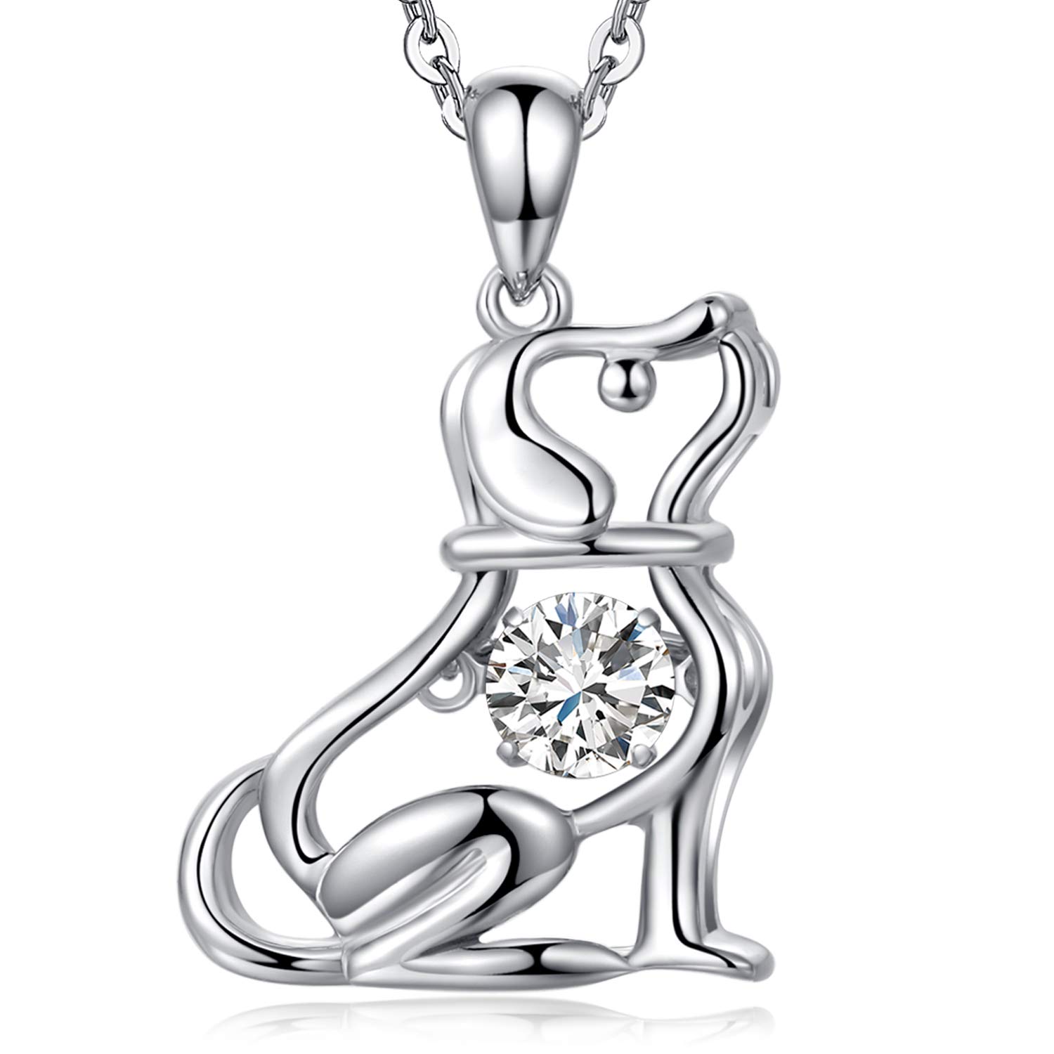Dog Necklace Womens Dancing Diamond Necklace Naughty Cute Luck Dog Necklace With Dog Pendant for Women Cute Puppy Dog Jewelry Necklace Unique Dancing Cubic Zirconia Necklace