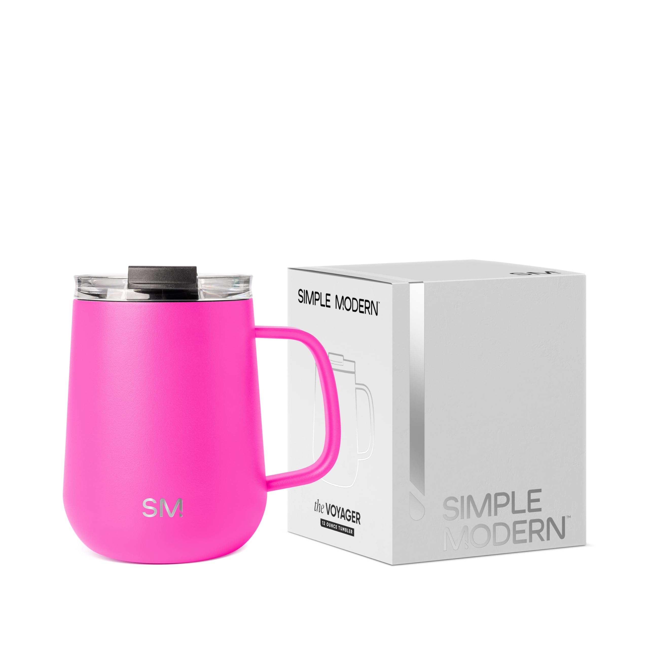 Photo 1 of Simple Modern Travel Coffee Mug with Lid and Handle | Reusable Insulated Stainless Steel Coffee Tumbler Tea Cup | Gifts for Women Men Him Her | Voyager Collection | 12oz | Raspberry Vibes