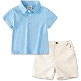 Volunboy Baby Boy Summer Clothes Short Sleeve Polo Shirts Shorts Set Pique Beach Outfits