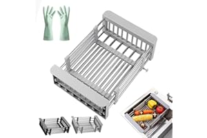 Extend Kitchen Sink Drain Basket, 2025 New Stainless Steel Retractable Sink Rack with Adjustable Boom, Portable Multi-Functio