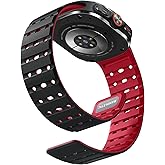 Bandletic Magnetic Silicone Band Compatible with Samsung Galaxy Watch Ultra 47mm Bands 2025/2024, Rugged Thin Soft Waterproof Sport Strap Replacement Wristbands for Women Men, Black/Red