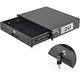 VEVOR 2U Rack Drawer, Lockable Server Cabinet Case, 13.8'' Depth Server Rack Mount Drawer, for 19'' Network Equipment/DJ/AV Rack or Cabinet Enclosure, 50 lbs Max Load, with Cable Management Holes