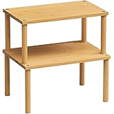 VERTORGAN Cabinet Organizer Shelf(Set of 2),Kitchen Counter Shelves,Bamboo Stackable Expandable Spice Rack Countertop(Medium)