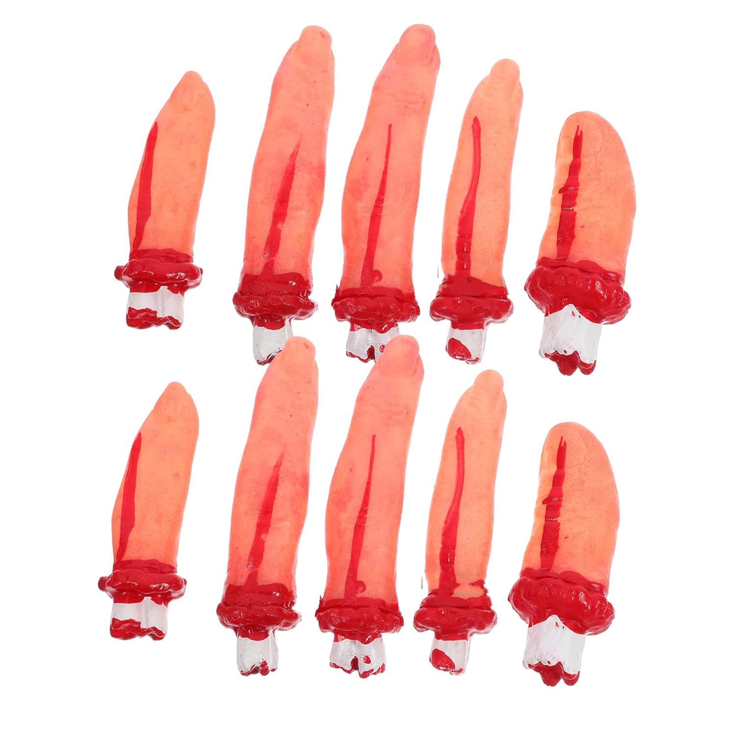 10PCS Halloween Fake Fingers Props, Realistic Severed Bloody Artificial Fingers for Halloween Decor, Haunted House, Scary Party Supplies, Horror Costume Accessories, Trick or Treat Pranks