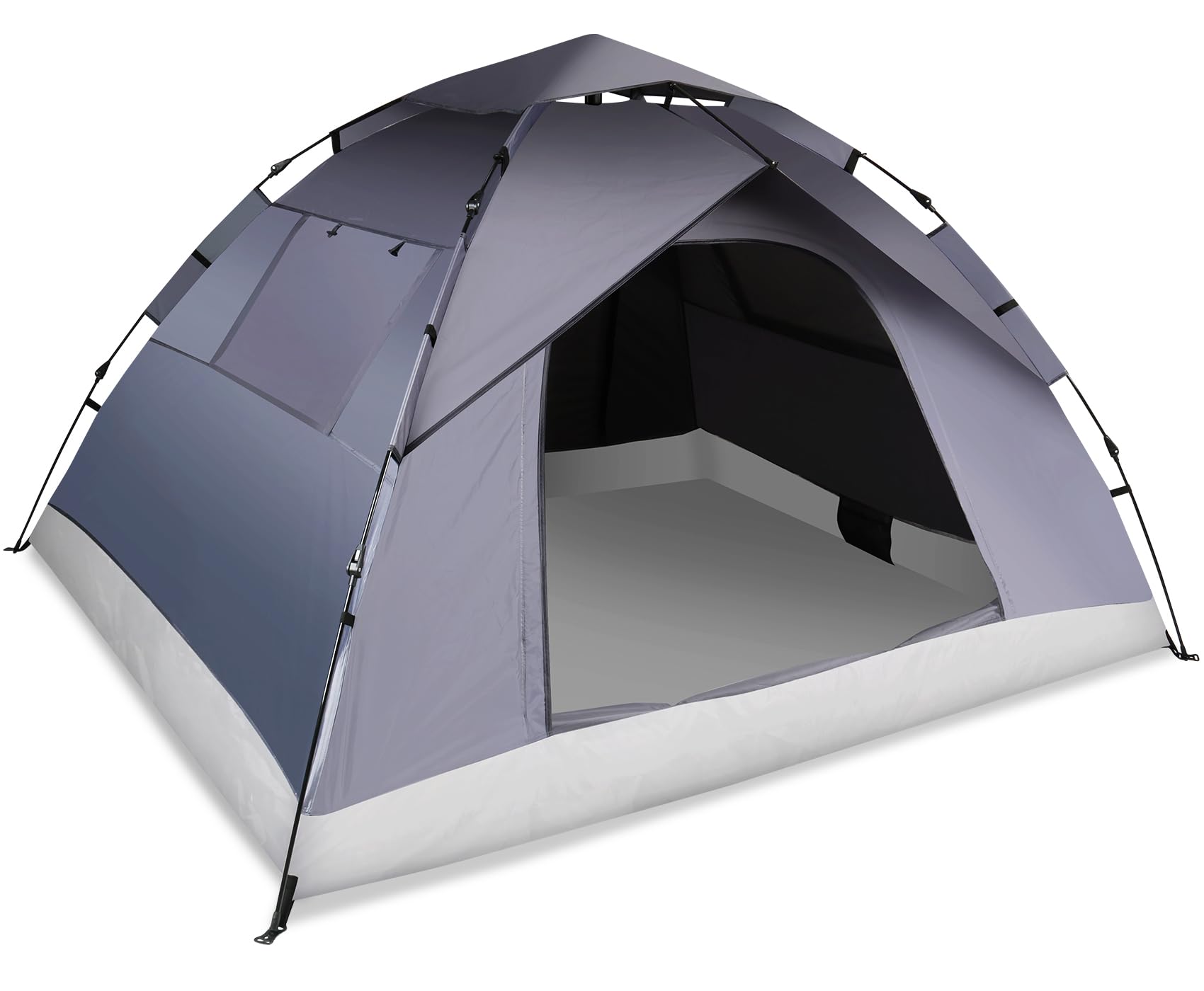 Photo 1 of 1/2/3/4 Person Pop-Up Camping Tent, Instant Setup Family Tent with Double Layer & Large Mesh Windows, Portable for Hiking, Backpacking & Outdoor Adventures, Waterproof & Windproof