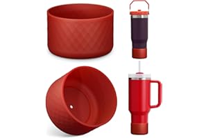 AIRBOAT Upgrade 2PCS Protective Silicone Boot Bumper for Stanley Quencher Adventure 40oz 30oz IceFlow 20oz 30oz Tumbler, Water Bottle Bottom Sleeve Cover Accessories for Stanley Mug Cup(Dark Red)