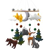Woodland Mobile for Crib - A Woodland Crib Mobile with Stars Trees Clouds and Animals for a Forest or Hunting Theme