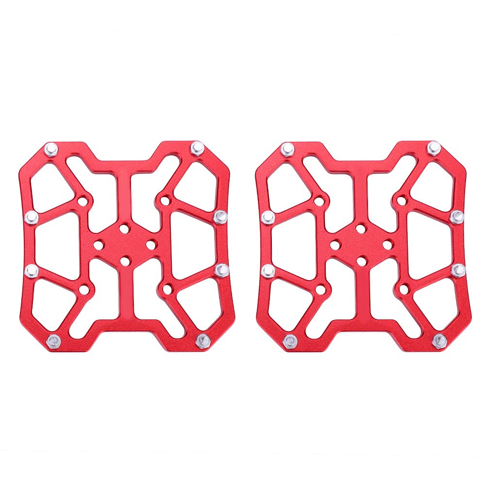 Nikou SPD Pedals, 1 Pair Pedal Platform Adapter Bicyle Clipless Pedal Aluminum Alloy Bicycle Pedalless Platform Adapter for SPD(Red)