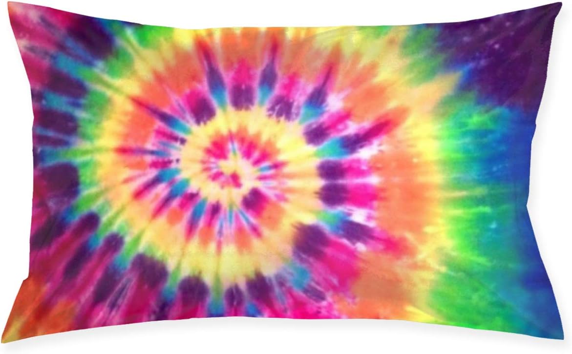 SKYISOK Pillowcase Tie Dye Rainbow Peace Color Decorative Pillow Cover Soft and Cozy, Standard Size 20"x30" with Hidden Zipper