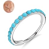 BodyBonita Hoops Nose Rings for Women - 316L Surgical Steel Turquoise Nose Ring Piercings 20G Segment Cartilage Helix Rook Tragus Conch Daith Earrings Septum Lip Jewelry 6/7/8mm Gold Plated/Silver