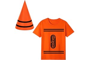 Clovilet 2 Pcs Halloween Crayon Costume Include Crayon Shirt and Cone Hats for Men Women Group Dress Up