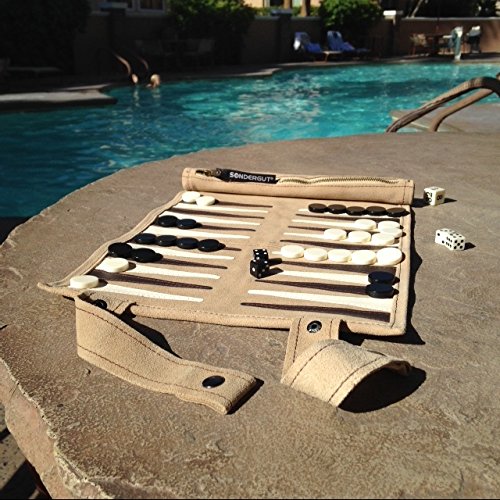 Sondergut Roll-up Suede Backgammon Game Cream