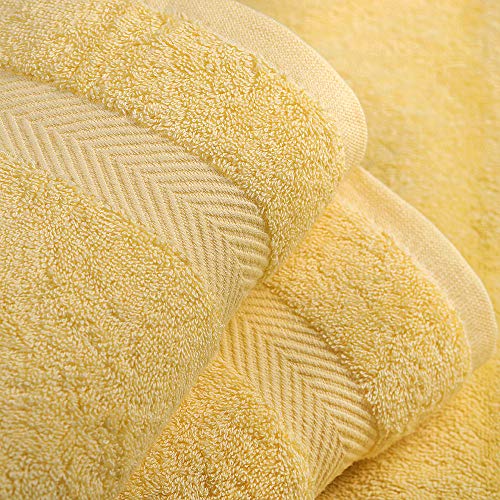 SEMAXE Luxury Bath Towel Set. Hotel & Spa Quality. 2 Large Bath Towels , 2 Hand Towels, 4 Washcloths. Premium Collection Bathroom Towels. Soft, Plush and Highly Absorbent. (Set of 8, yellow)